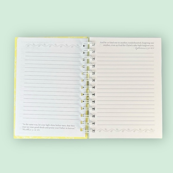 Bible Journal, Yellow Floral Spiral Notebook - Picture 5 of 8
